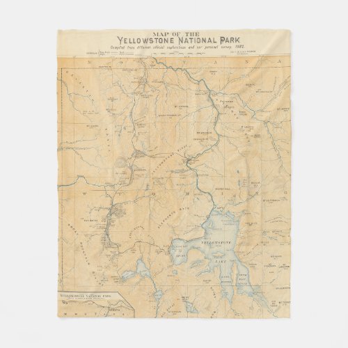 Vintage Yellowstone National Park Map Fleece Blanket
