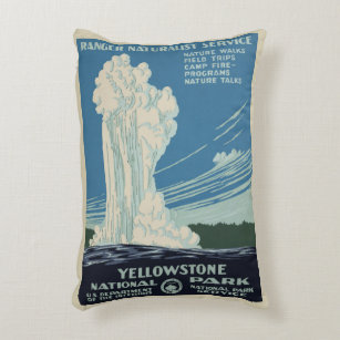 Vintage Yellowstone National Park Old Faithful Accent Pillow