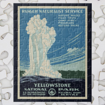 Vintage Yellowstone National Park Old Faithful Jigsaw Puzzle by YesterdayCafe at Zazzle