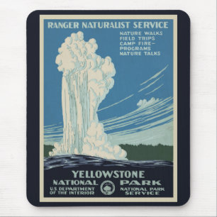 Vintage Yellowstone National Park Old Faithful Mouse Pad