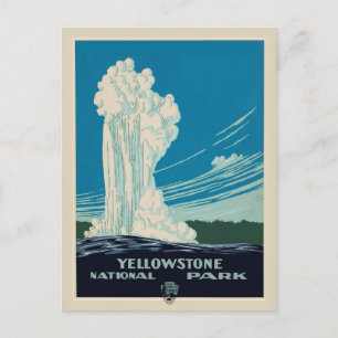 Vintage Yellowstone National Park Old Faithful Postcard
