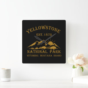 Vintage Yellowstone National Park Square Wall Clock