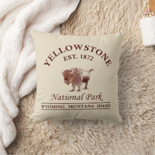 Vintage Yellowstone National Park Throw Pillow