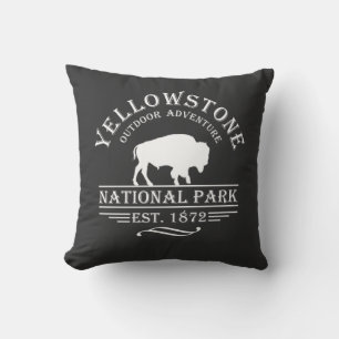 Vintage Yellowstone National Park Throw Pillow