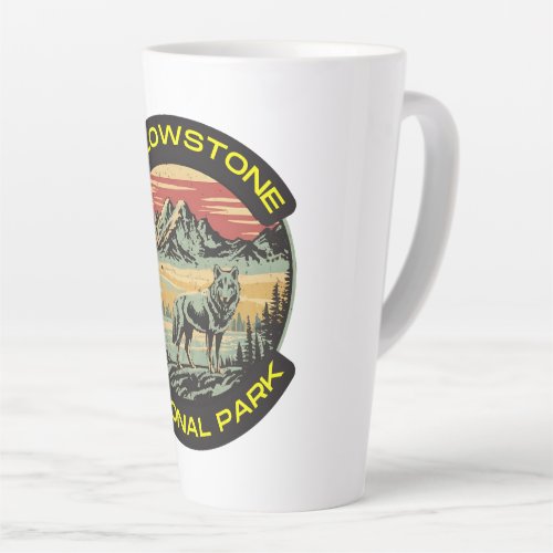 Vintage Yellowstone National Park wolf mountains Latte Mug