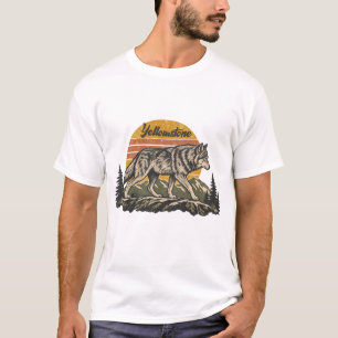 Vintage Yellowstone National Park Wolf Mountains T-Shirt