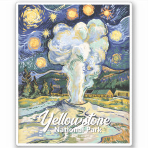 Vintage Yellowstone Old Faithful Van Gogh Style Sticker