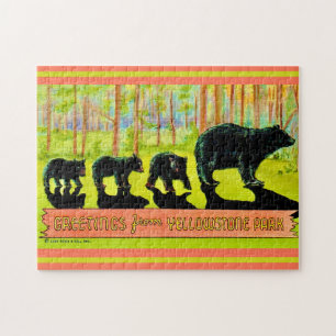 Vintage Yellowstone Park Bears 11x14 Jigsaw Puzzle