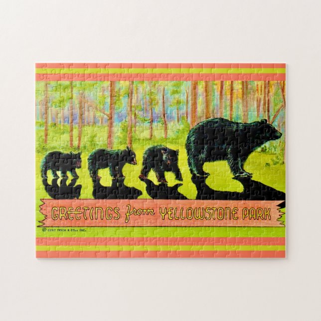 Vintage Yellowstone Park Bears 11x14 Jigsaw Puzzle (Horizontal)