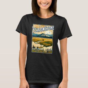 Vintage Yellowstone Park Poster Hayden Valley Pain T-Shirt