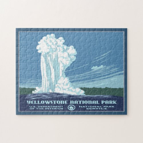 Vintage Yellowstone WPA Travel _ Old Faithful Jigsaw Puzzle