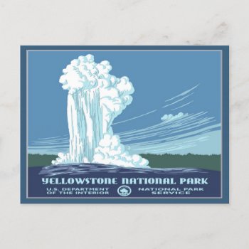 Vintage Yellowstone Wpa Travel - Old Faithful Postcard by NationalParkShop at Zazzle