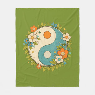 Vintage Yin Yang Symbol Fleece Blanket