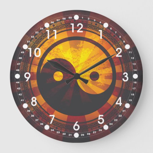 Vintage Yin Yang Symbol Large Clock