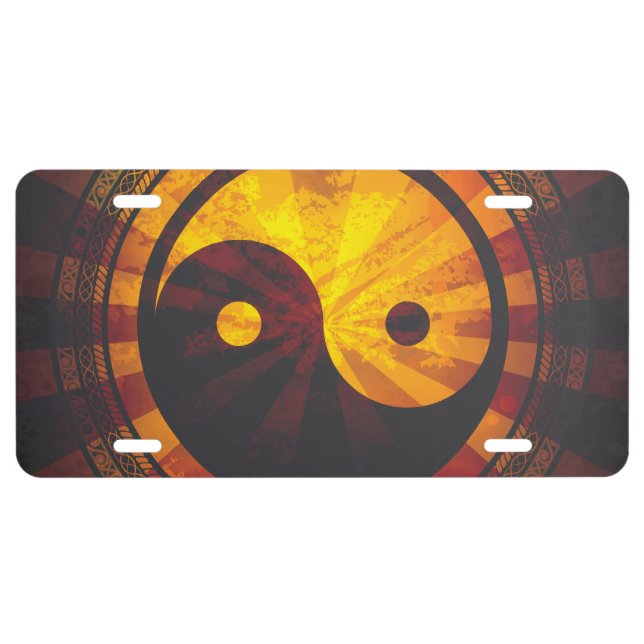 Vintage Yin Yang Symbol License Plate (Front)