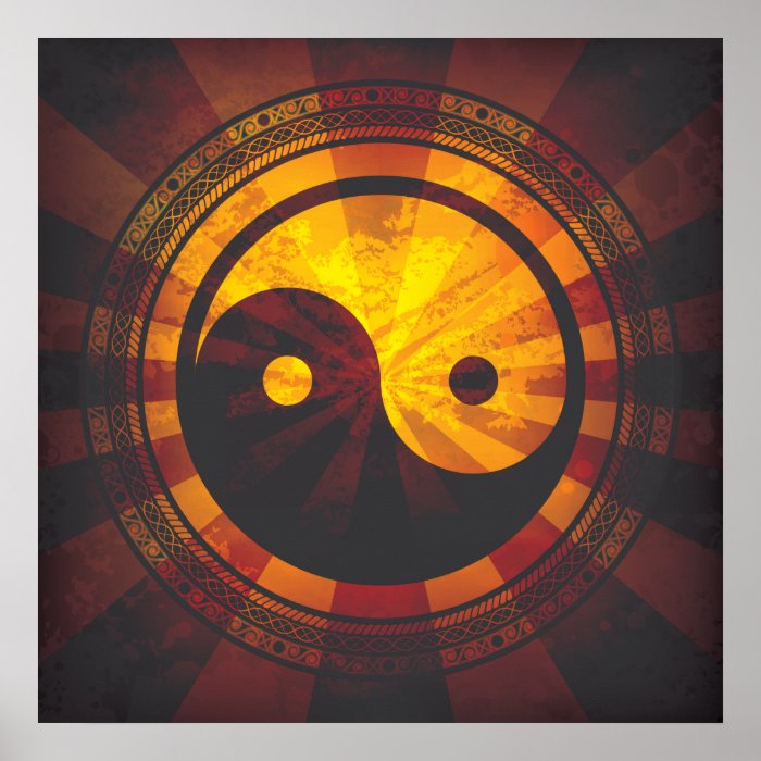 Vintage Yin Yang Symbol Print