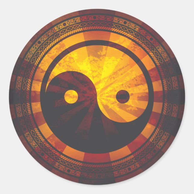 Vintage Yin Yang Symbol Print Classic Round Sticker (Front)