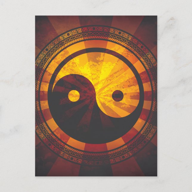 Vintage Yin Yang Symbol Print Postcard (Front)