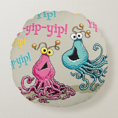 Vintage Yip_Yips Round Pillow