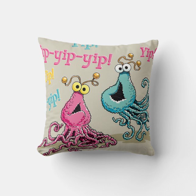Vintage Yip-Yips Throw Pillow (Front)