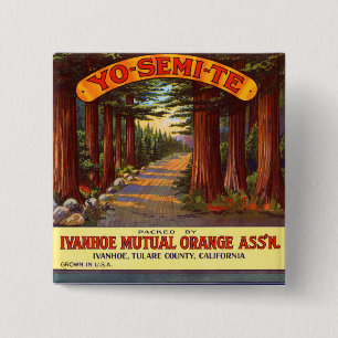 Vintage Yo-Semi-Te Orange Label Button