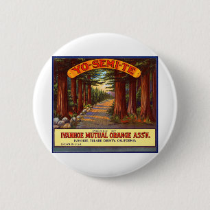 Vintage Yo-Semi-Te Orange Label Button