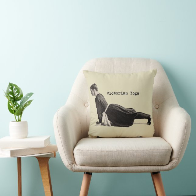 Vintage Yoga Woman Up Dog Antique Throw Pillow (Chair)