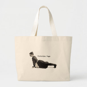 Vintage Yoga Woman Up Dog Large Tote Bag