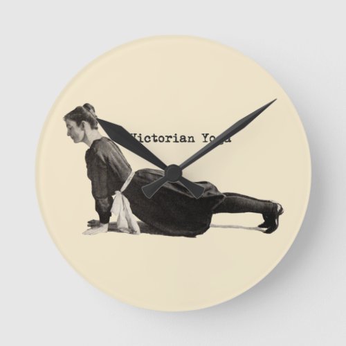 Vintage Yoga Woman Up Dog Round Clock