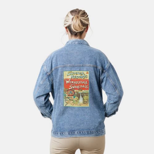 Vintage Yorkshire Railroad Tourist Guide Cover Art Denim Jacket
