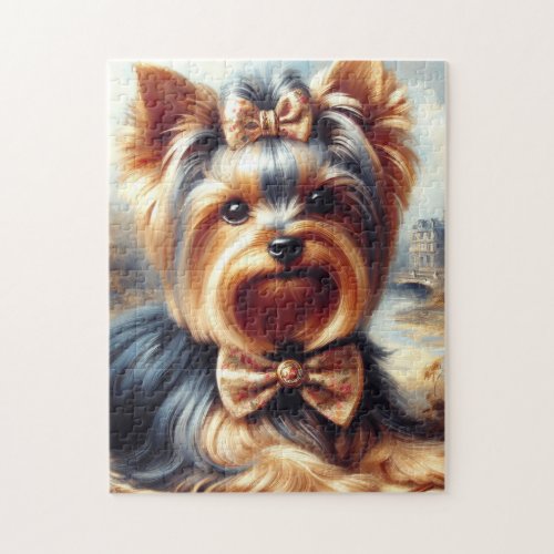 Vintage Yorkshire Terrier Painting Jigsaw Puzzle