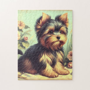 Vintage Yorkshire Terrier Painting Jigsaw Puzzle