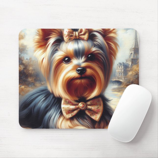 Vintage Yorkshire Terrier Painting Mouse Pad (With Mouse)
