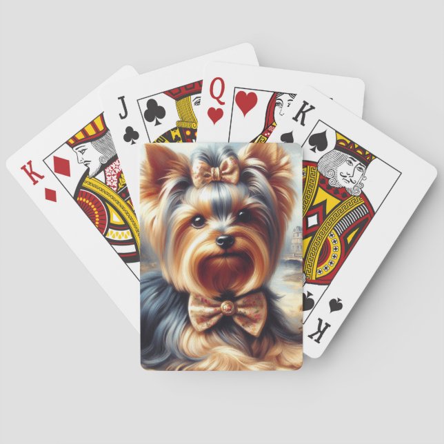 Vintage Yorkshire Terrier Painting Poker Cards (Back)