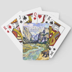 Vintage Yosemite El Capitan Bear Tunnel View Paint Poker Cards