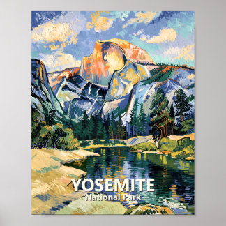 Vintage Yosemite Half Dome Vibrant Van Gogh Custom Poster