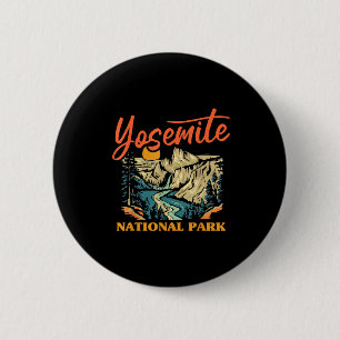 Vintage Yosemite National Park California Sunset Button