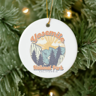 Vintage Yosemite National Park California Travel Ceramic Ornament