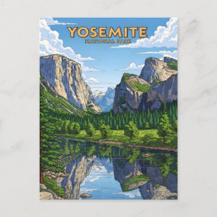 Vintage Yosemite national park landscape Postcard