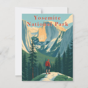 Vintage Yosemite National Park USA Hiker Postcard
