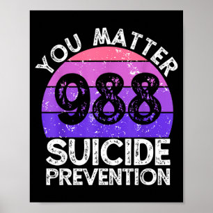 Vintage You 988 Suicide Prevention Awareness Ribbo Poster