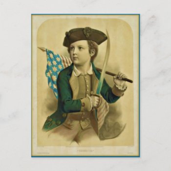 Vintage Young Boy With Flag & Sabre Postcard by ForEverProud at Zazzle