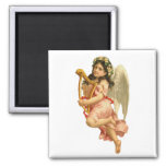 Vintage Young Cherub Angel With Her Harp Magnet at Zazzle