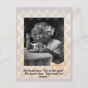 Vintage Young Girl With Ice Cream Postcard