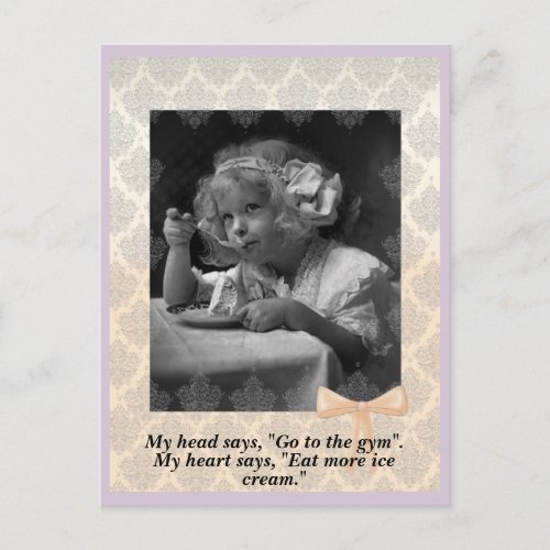 Vintage Young Girl With Ice Cream Postcard