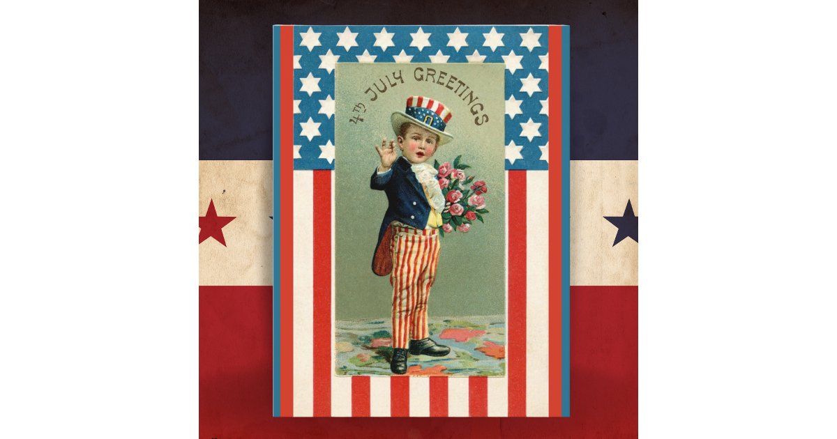 Vintage Young Uncle Sam 4th of July Holiday Postcard | Zazzle
