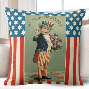 Vintage Young Uncle Sam 4th of July Throw Pillow