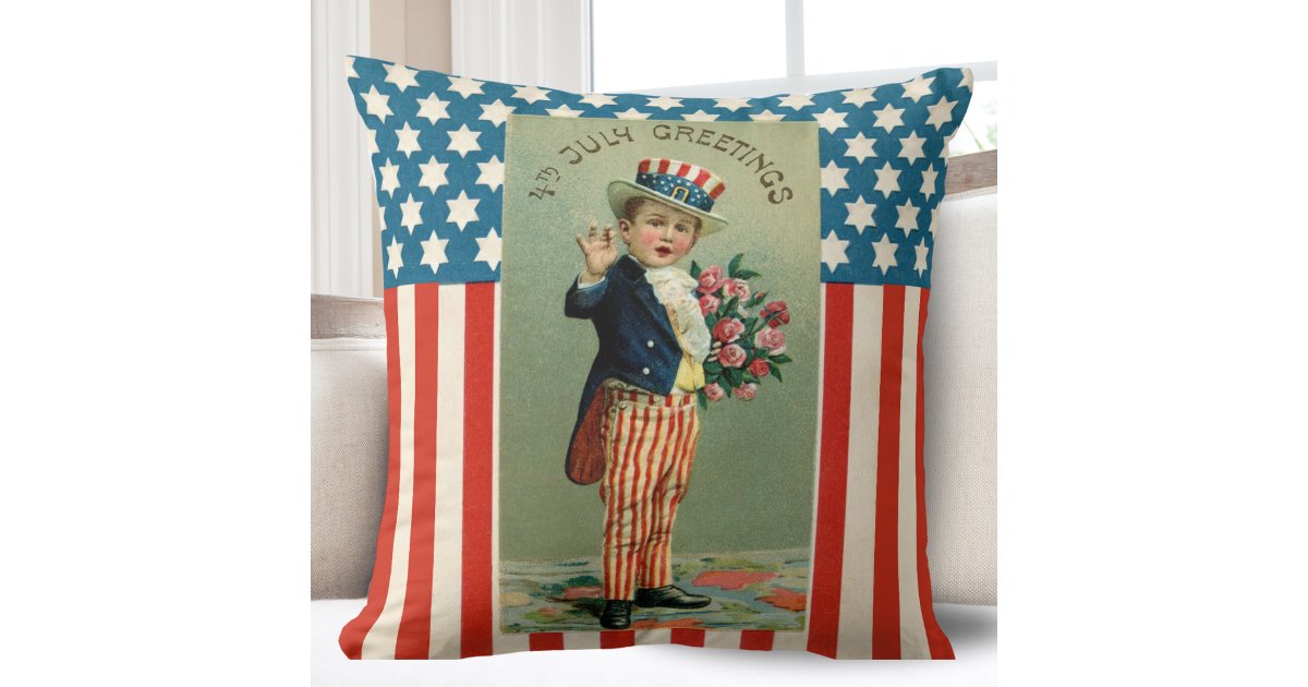Vintage Young Uncle Sam 4th of July Throw Pillow | Zazzle