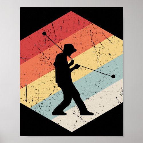 Vintage Yoyo Player Colorful Retro Poster