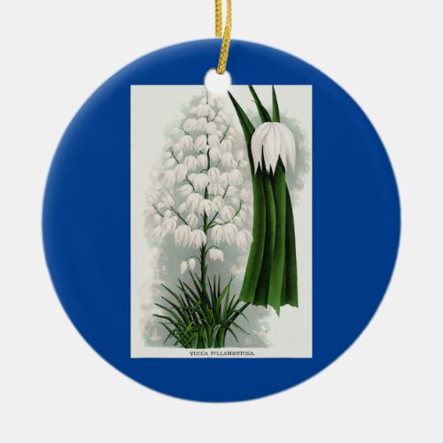 Vintage Yucca Fillamentosa Flower Botanical Ceramic Ornament